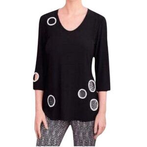 Joseph Ribkoff Designer Art To Wear Embroidered Circle Tunic Size 14